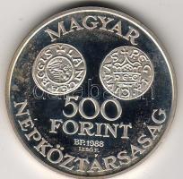 1988 "Szent István" 500Ft ezüst, díszdobozban T:PP