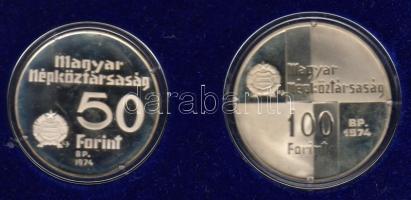 1974 "MNB" 50Ft, 100Ft ezüst, díszdobozban Csak 6000db T:PP RR!!
