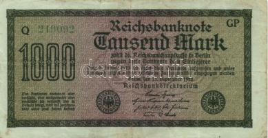 Német Birodalom / Weimari Köztársaság 1922. 1000M (4x) "Vielecke" vízjellel, a "Reich...