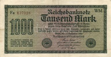 Német Birodalom / Weimari Köztársaság 1922. 1000M (4x) "Vielecke" vízjellel, a "Reich...