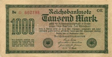 Német Birodalom / Weimari Köztársaság 1922. 1000M (4x) "Vielecke" vízjellel, a "Reich...