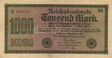 Német Birodalom / Weimari Köztársaság 1922. 1000M (4x) "Vielecke" vízjellel, a "Reich...