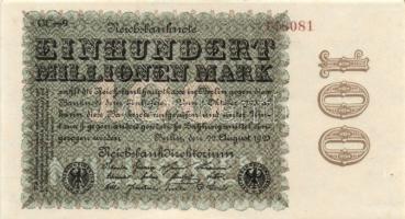 Német Birodalom / Weimari Köztársaság 1923. 100.000.000M (2x) cégnyomat "Sterne mit einem S dar...