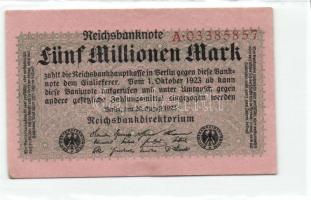 Német Birodalom/Weimari Köztársaság/Hamburg/Hugo Stinnes Linien 1923.8.18. 5000.000M piros sorszámma...