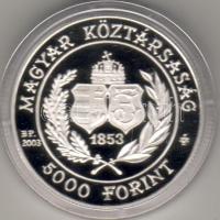 2003 "150 éves a Filharmónia" 5000Ft ezüst, díszdobozban T:PP