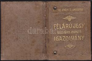1912 Aranyozott egészbőr-kötésű fényképes vasúti igazolvány / Railroad id in leather binding