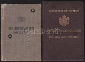 1936-1941 Magyar és román jogosítvány / Hungarian and Romanian driving licence