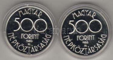 1988 "Labdarúgó V.B." 500Ft+500Ft 2db ezüst, díszdobozban T:PP