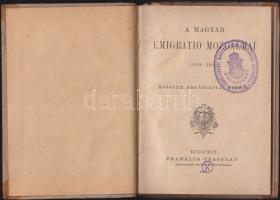A magyar emigratio mozgalmai 1859-1862 EMKE félbőr kötésben Kossuth emlékiratai alapján Olcsó Könyvtár/ Bp., 1883. Franklin. EMKE félbőr kötésben