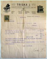 1909 Díszes zongora-számla /Piano invoice
