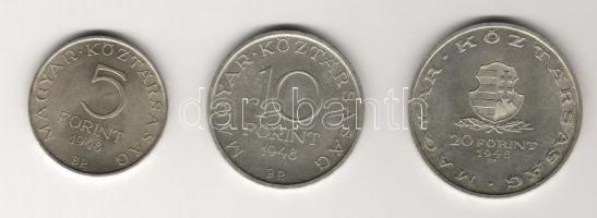 1948 Szabadságharc sor 5Ft, 10Ft, 20Ft ezüst T:2+