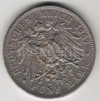 D.Reich/ Württemberg 1907 Wilhelm II. 5M ezüst/ Silber T:3+