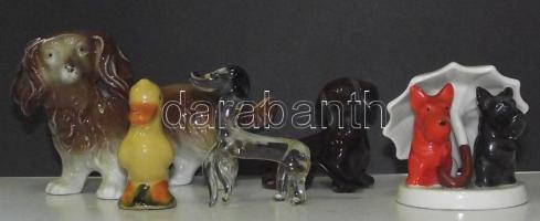 5 db porcelán és üveg állatfigura / china and glass fugures