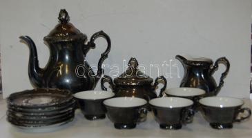 Dekor Bavaria Feinsilber porcelán 6 személyes kávéskészlet (két csésze hiányzik) / Bavaria Feinsilber chinaware coffe set of 6 (2 cups missing)