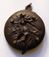 cca 1900 Törpe és balerina francia bronz tálka / French bronze tray dwarf-balerina d:12 cm