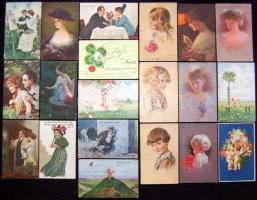 613 db századfordulós motívumlap közte sok litho, szignós művészlapok, különböző ismert sorozatokból...