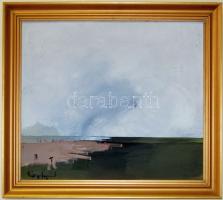 Bényi Árpád (1931 - 2006): Tájkép akvarell-farost, jelzett, keretben 70x60 cm (Képcsarnok címkével)