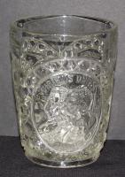 Viribus Unitis üvegpohár a német és osztrák császár arcképével / glass with the portrait of Franz Joseph and Emperor Wilhelm 10 cm