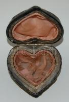 cca 1900 Szív alakú díszes ón ékszeres szelence angyal díszítéssel / Jewelery box in the shape of he...