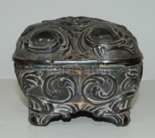 cca 1900 Szív alakú díszes ón ékszeres szelence angyal díszítéssel / Jewelery box in the shape of he...