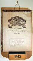 1942 Történelmi gyógyszertár-kalendárium. Falinaptár gyógyszertárak képeivel és győgyszer/ész-történeti leírásokkal 29x42 cm