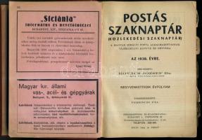 1938 Postás szaknaptár, reklámokkal, képekkel, postahivatali tisztviselőkkel