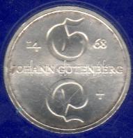 DDR 1968 10M "Gutenberg" ezüst/Silber T:1