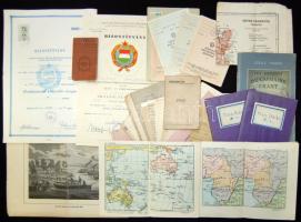 cca 1930-1960 Családi okmny hagyaték tétel: bizonyítványok, okmányok