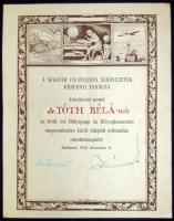 1949 Bélyegnap szervezői dicsérő oklevél / Philatelic days organiser warrant