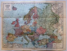 1921 Magyar Földrajzi Intázet: Európa és Kisázsia térkép (egy kis szakadás) / Map (one small tear) 54x43 cm