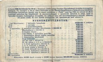 1911. "Dunántúli Közművelődési Egyesület" sorsjegye 1K értékben T:I- + 1926. "Vasutas...