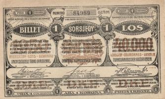 1911. "Dunántúli Közművelődési Egyesület" sorsjegye 1K értékben T:I- + 1926. "Vasutas...