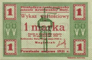 Lengyelország/német megszállás Königshütte 1921. 1M + 3M T:I