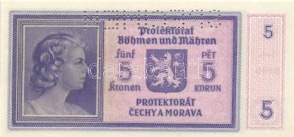 Német 3. Birodalom/Cseh-Morva Protektorátus 1940. 5K "SPECIMEN" perforációval T:I