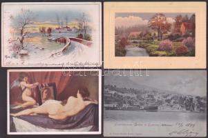 13 db vegyes, háború előtti képeslap (főleg tájképek, és festmény reprodukciók)