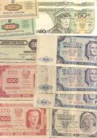 Lengyelország 1948. 20Zl (3x) + 50Zl + 100Zl (2x) + 1988. 50Z (2x) + 100Zl + 1969. ajándékutalvány 0,1$ + 0,2$ értékben + 1981. Üdülési csekk 500Zl értékben T:I,II,III