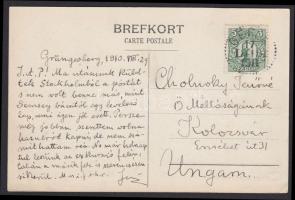 1910 Cholnoky Jenő földrajztudós saját kézzel írt képeslapja feleségének Skandináviai útjáról
