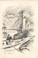 Budapest Lánchíd rézkarc