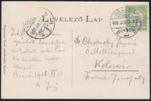 1909 Cholnoky Jenő földrajztudós saját kézzel írt képeslapja feleségének Erdélyi körútjától