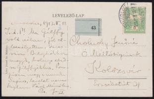 1913 Cholnoky Jenő földrajztudós saját kézzel írt képeslapja feleségének Miskolcról