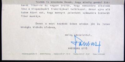 1994 Habsburg Ottó saját kezű aláírása levélen / Signature of Otto Habsburg