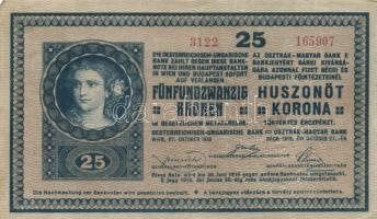 1918. 25K "hullámos" 3000 fölötti sorszámozás "Szegedi Bankegyesület Rt." szárazbélyegzővel T:II-