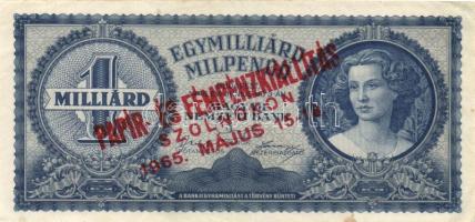 1946. 10.000.000P "Forradalmaink pénzei kiállítás a Szigetvári várban 1964..." felülbélyeg...