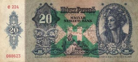 1930. 100P + 1932. 50P + 1936. 10P + 1945. 20P mindegyik zöld nyilaskeresztes felülbélyegzéssel T:II...