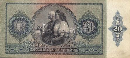 1930. 100P + 1932. 50P + 1936. 10P + 1945. 20P mindegyik zöld nyilaskeresztes felülbélyegzéssel T:II...