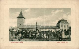 Nagyszalonta Toldi square with the shop of Wessely and Bíró (fa)