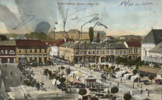 Nagyvárad St László square with Café Magyar Korona and fair (EK)