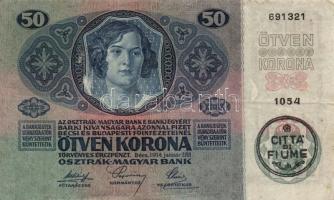 1914. 50K "Citta di Fiume" felülbélyegzéssel + 1919.augusztus 9. 20K + 1920. 20f, 50f (2x)...