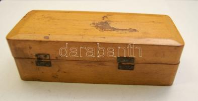 11 darabos régi réz súlykészlet fa dobozban 1 g-20 dkg