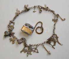 Apró bolha tétel: régi mini öngyújtó és egy nyaklánc sok medállal